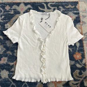 Knit cardigan with pearl buttons